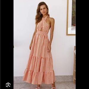 Adorable Hello Molly Orange Gingham Maxi dress. Size XS. NWT.